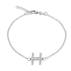 A  Cubic Zirconia  Bracelet (Size - 7.5) in Rhodium Overlay Sterling Silver 0.08 ct  0.080  Ct.