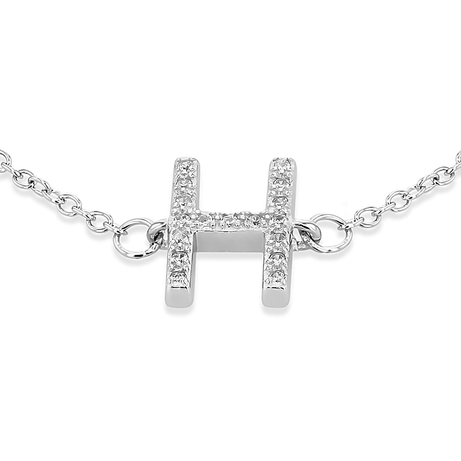 Cubic Zirconia  Bracelet (Size - 7.5) in Rhodium Overlay Sterling Silver 0.09 ct  0.085  Ct.