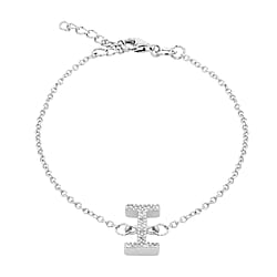A  Cubic Zirconia  Bracelet (Size - 7.5) in Rhodium Overlay Sterling Silver 0.08 ct  0.080  Ct.