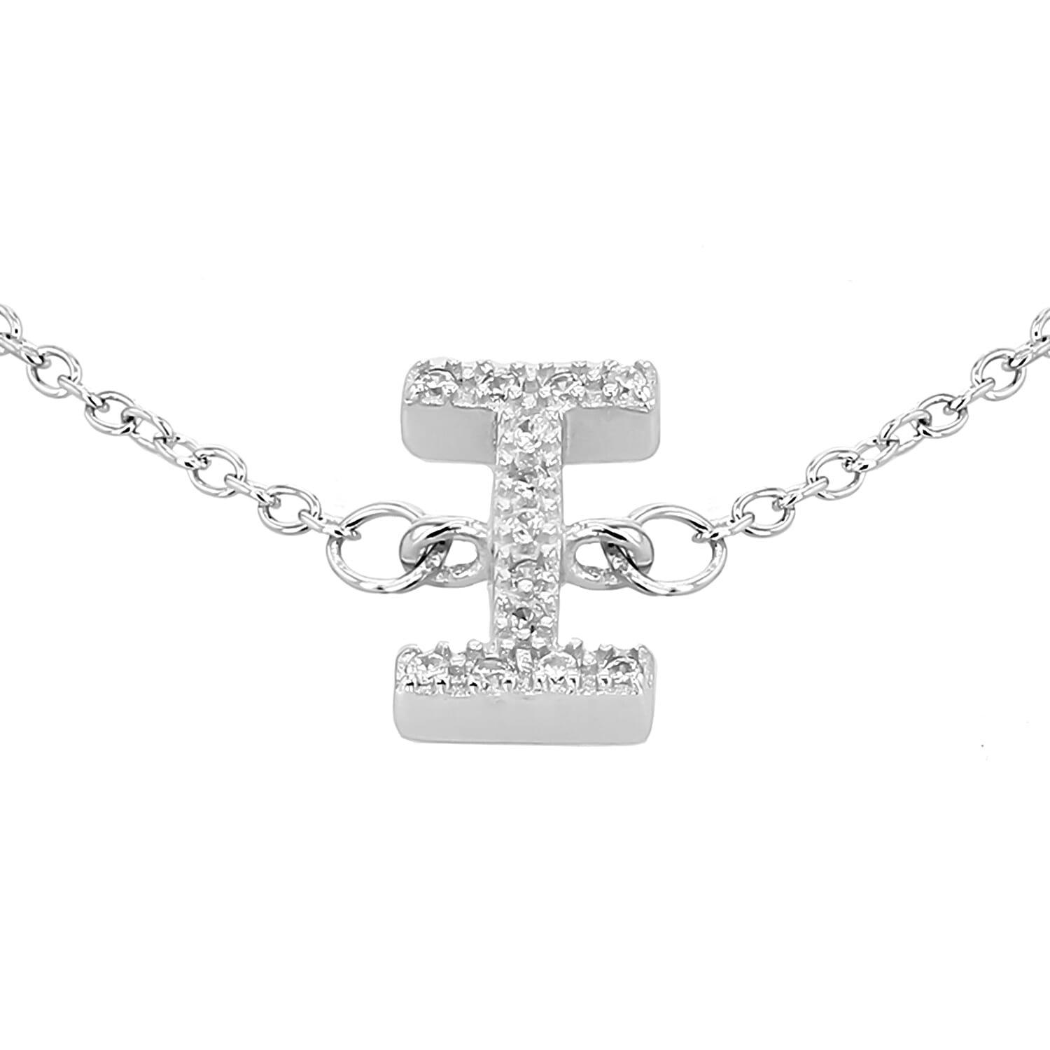 Cubic Zirconia  Bracelet (Size - 7.5) in Rhodium Overlay Sterling Silver 0.07 ct  0.070  Ct.