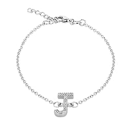 A  Cubic Zirconia  Bracelet (Size - 7.5) in Rhodium Overlay Sterling Silver 0.08 ct  0.080  Ct.