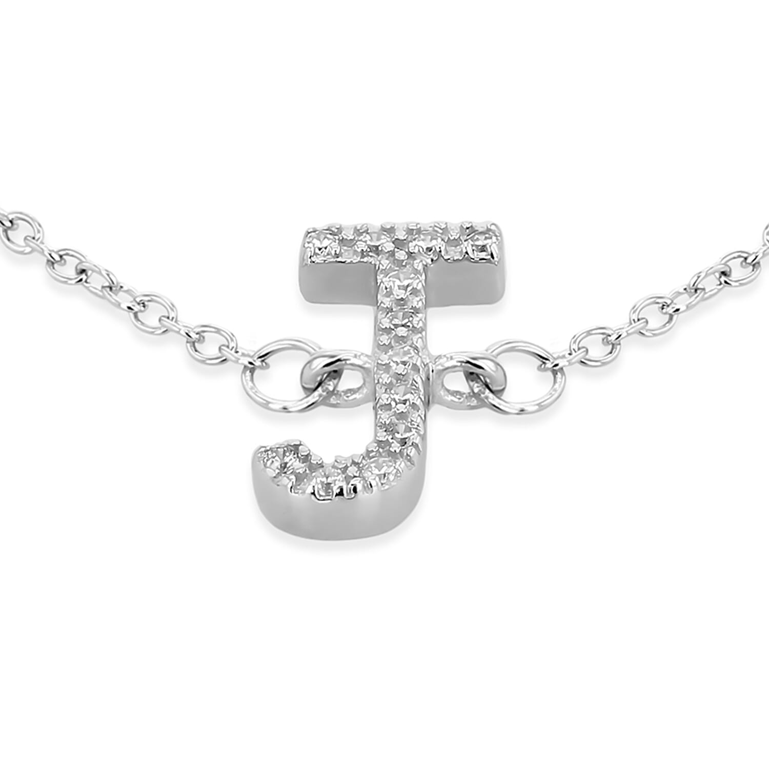 Cubic Zirconia  Bracelet (Size - 7.5) in Rhodium Overlay Sterling Silver 0.06 ct  0.055  Ct.