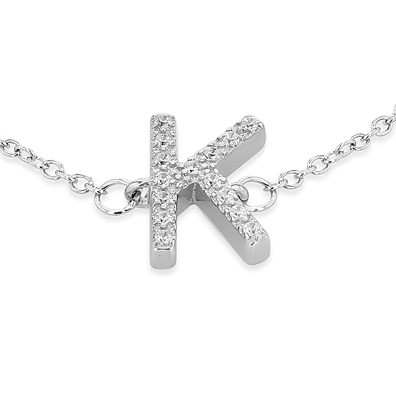 Cubic Zirconia  Bracelet (Size - 7.5) in Rhodium Overlay Sterling Silver 0.08 ct  0.075  Ct.