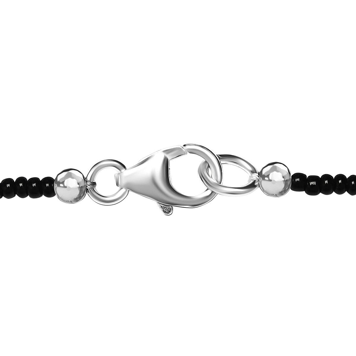 Labradorite and Black Seed Necklace (Size - 20) in Sterling Silver