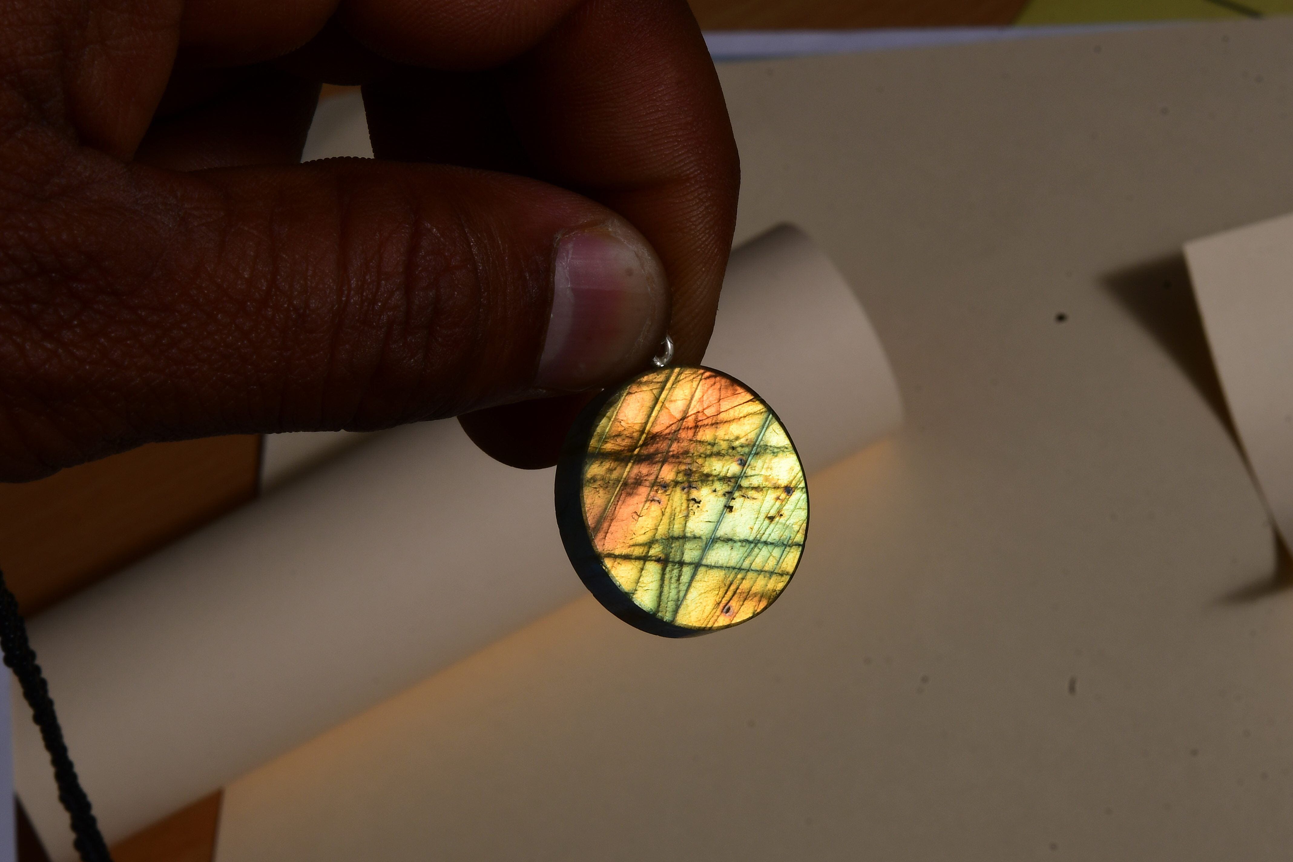 Labradorite and Black Seed Necklace (Size - 20) in Sterling Silver