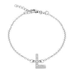 A  Cubic Zirconia  Bracelet (Size - 7.5) in Rhodium Overlay Sterling Silver 0.08 ct  0.080  Ct.