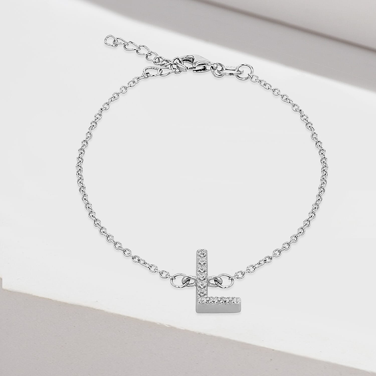 Cubic Zirconia  Bracelet (Size - 7.5) in Rhodium Overlay Sterling Silver 0.05 ct  0.050  Ct.