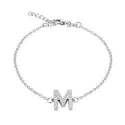 A  Cubic Zirconia  Bracelet (Size - 7.5) in Rhodium Overlay Sterling Silver 0.08 ct  0.080  Ct.