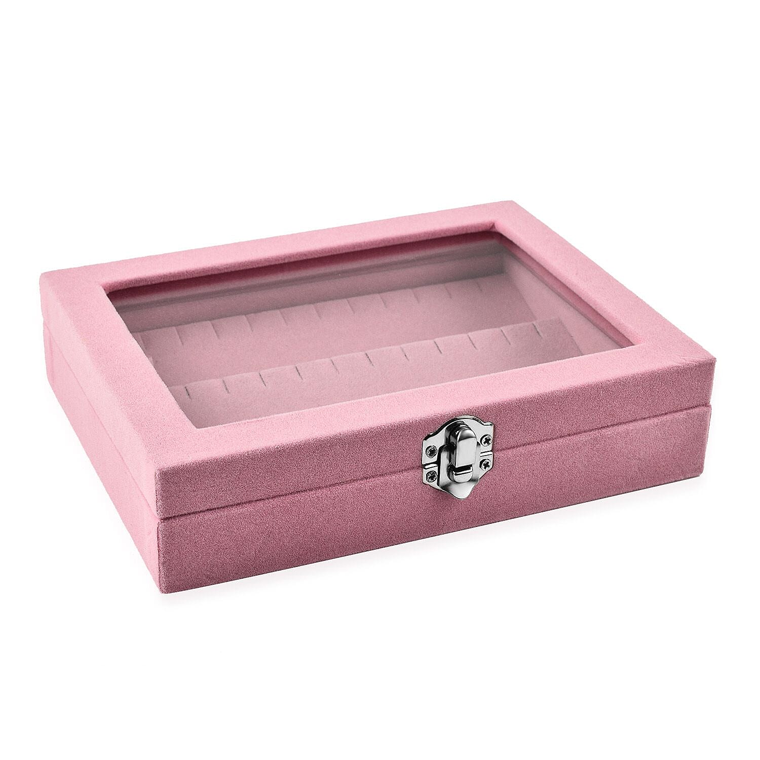 Velvet Earrings Jewellery Box with Transparent Window (Size 20x15x4 cm) - Cream