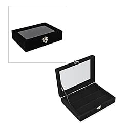 Velevet Earrings Jewellery Box with Transparent Window (Size 20x15x4 ) - Burgandy
