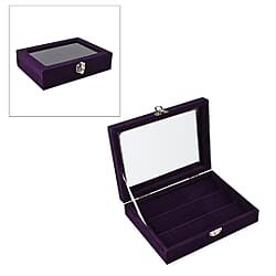 Velevet Earrings Jewellery Box with Transparent Window (Size 20x15x4 ) - Burgandy
