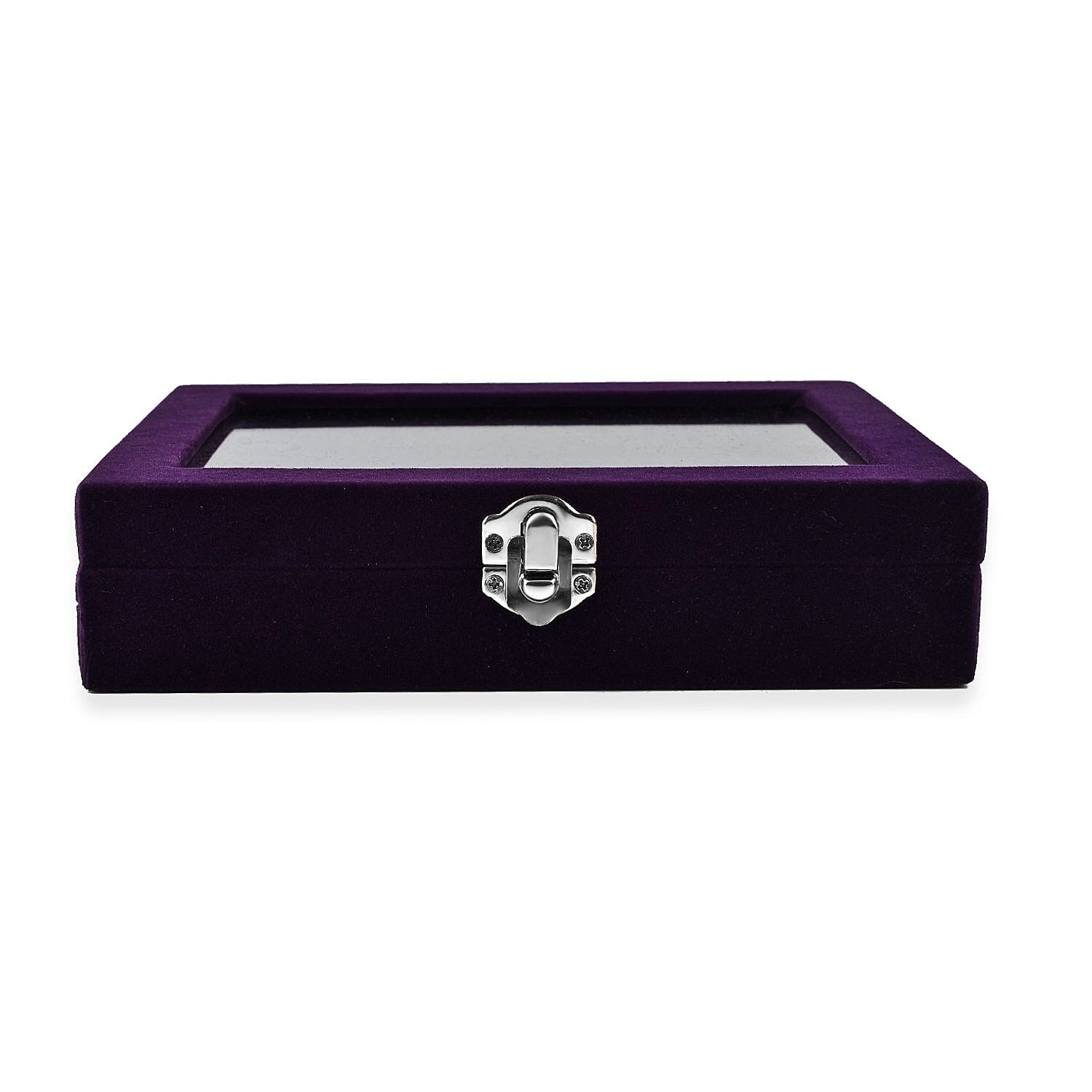 Velvet Earrings Jewellery Box with Transparent Window (Size 20x15x4 cm) - Purple