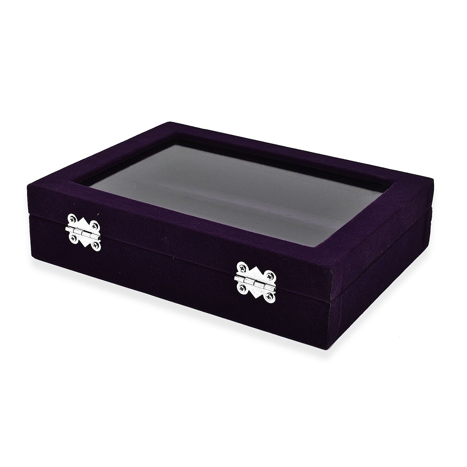 Velvet Earrings Jewellery Box with Transparent Window (Size 20x15x4 cm) - Purple