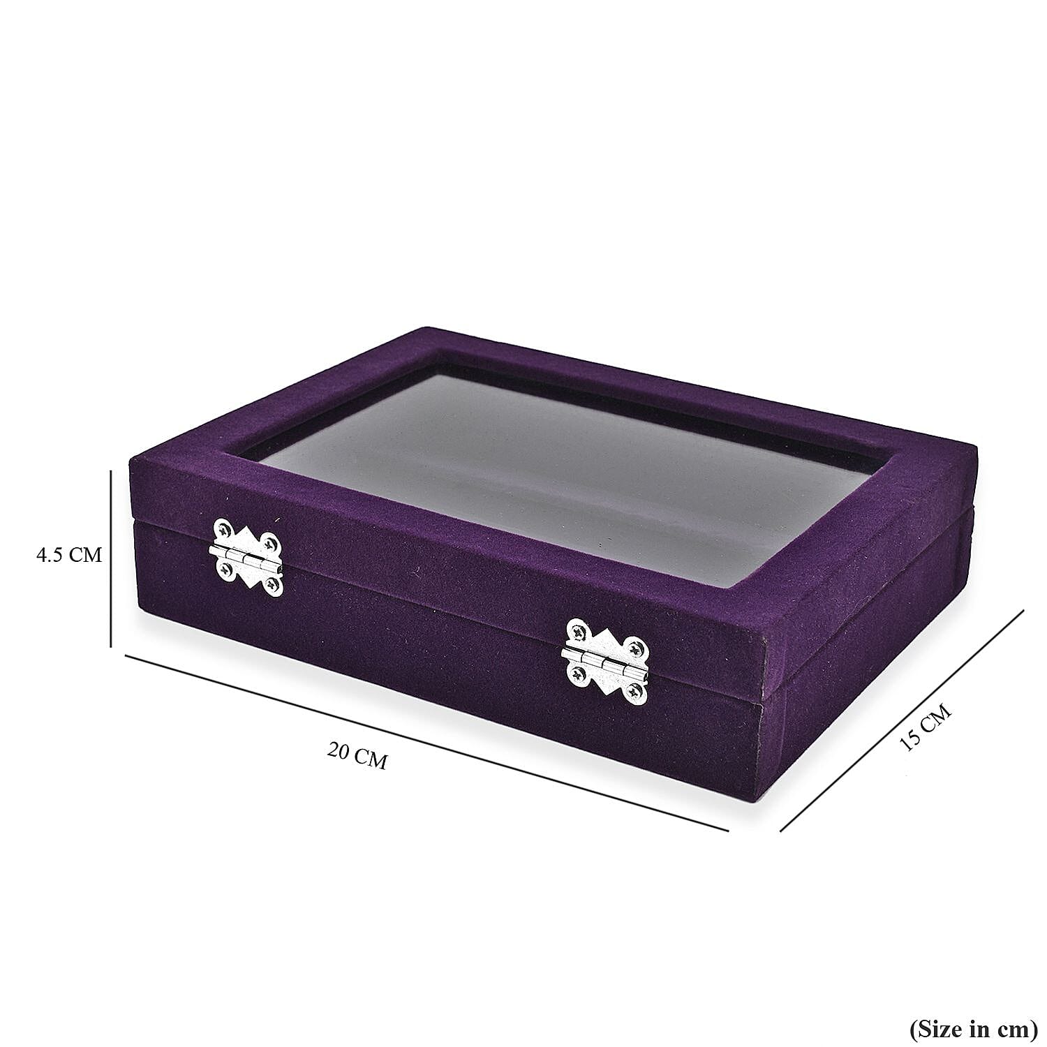 Velvet Earrings Jewellery Box with Transparent Window (Size 20x15x4 cm) - Purple