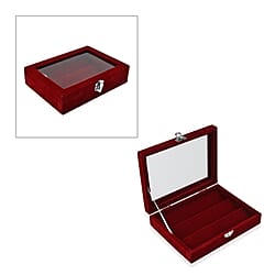 Velevet Earrings Jewellery Box with Transparent Window (Size 20x15x4 ) - Burgandy