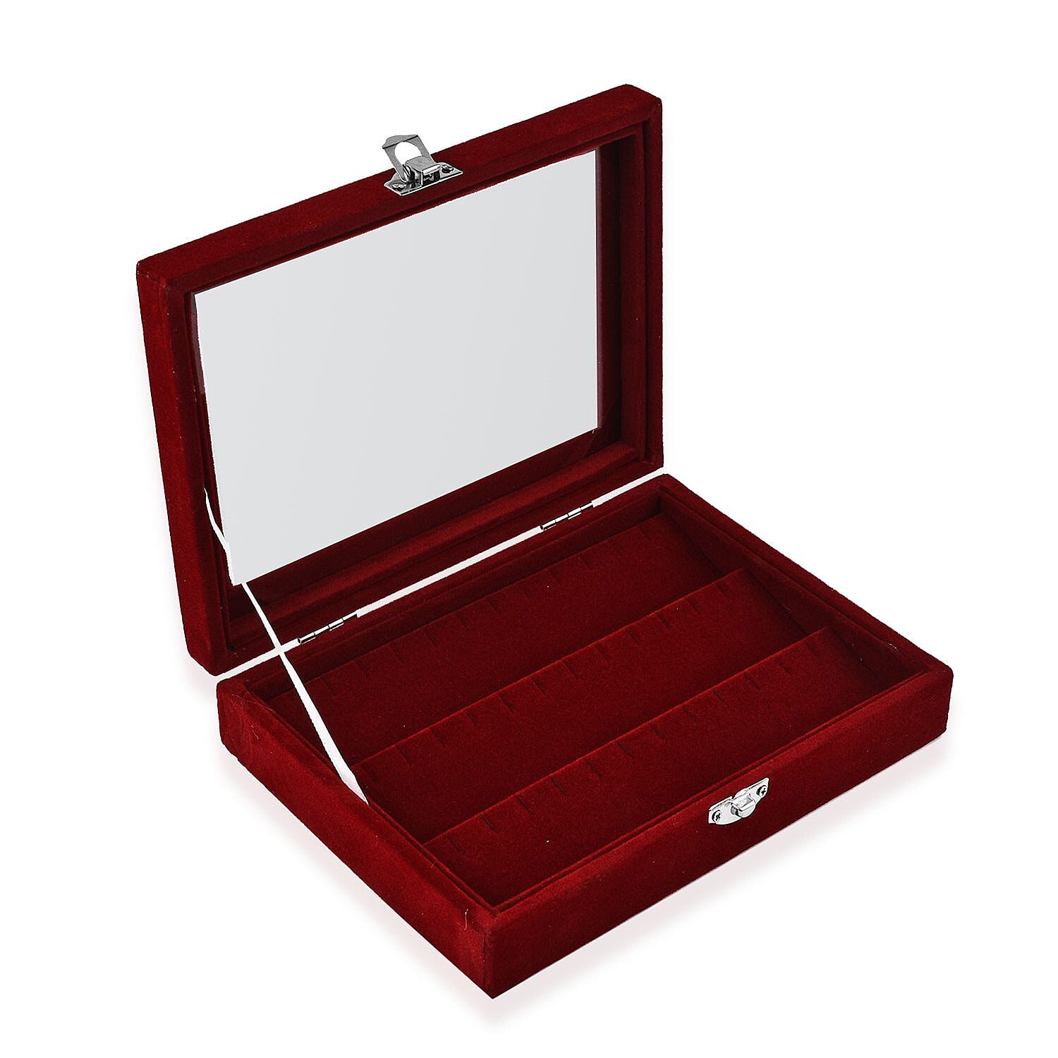 Velevet Earrings Jewellery Box with Transparent Window (Size 20x15x4 ) - Burgandy