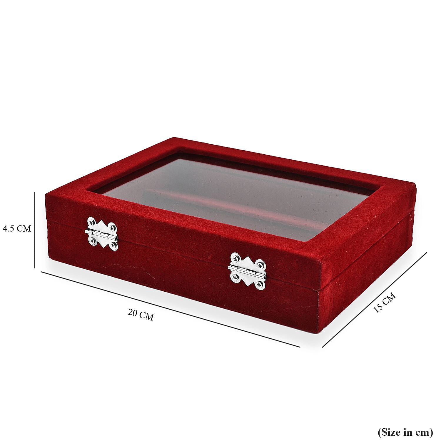 Velevet Earrings Jewellery Box with Transparent Window (Size 20x15x4 ) - Burgandy