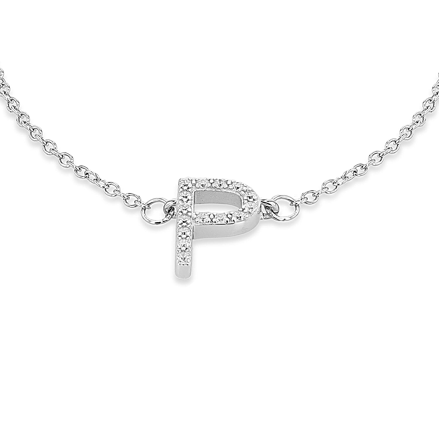 Cubic Zirconia  Bracelet (Size - 7.5) in Rhodium Overlay Sterling Silver 0.08 ct  0.080  Ct.