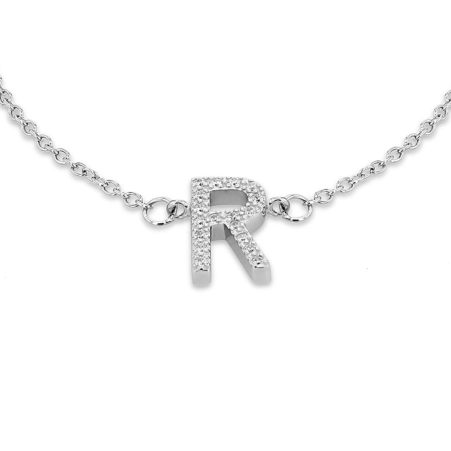Cubic Zirconia  Bracelet (Size - 7.5) in Rhodium Overlay Sterling Silver 0.10 ct  0.095  Ct.