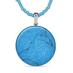 Blue Howlite and Blue Seed Necklace (Size - 20) in Sterling Silver 43.30 Ct.