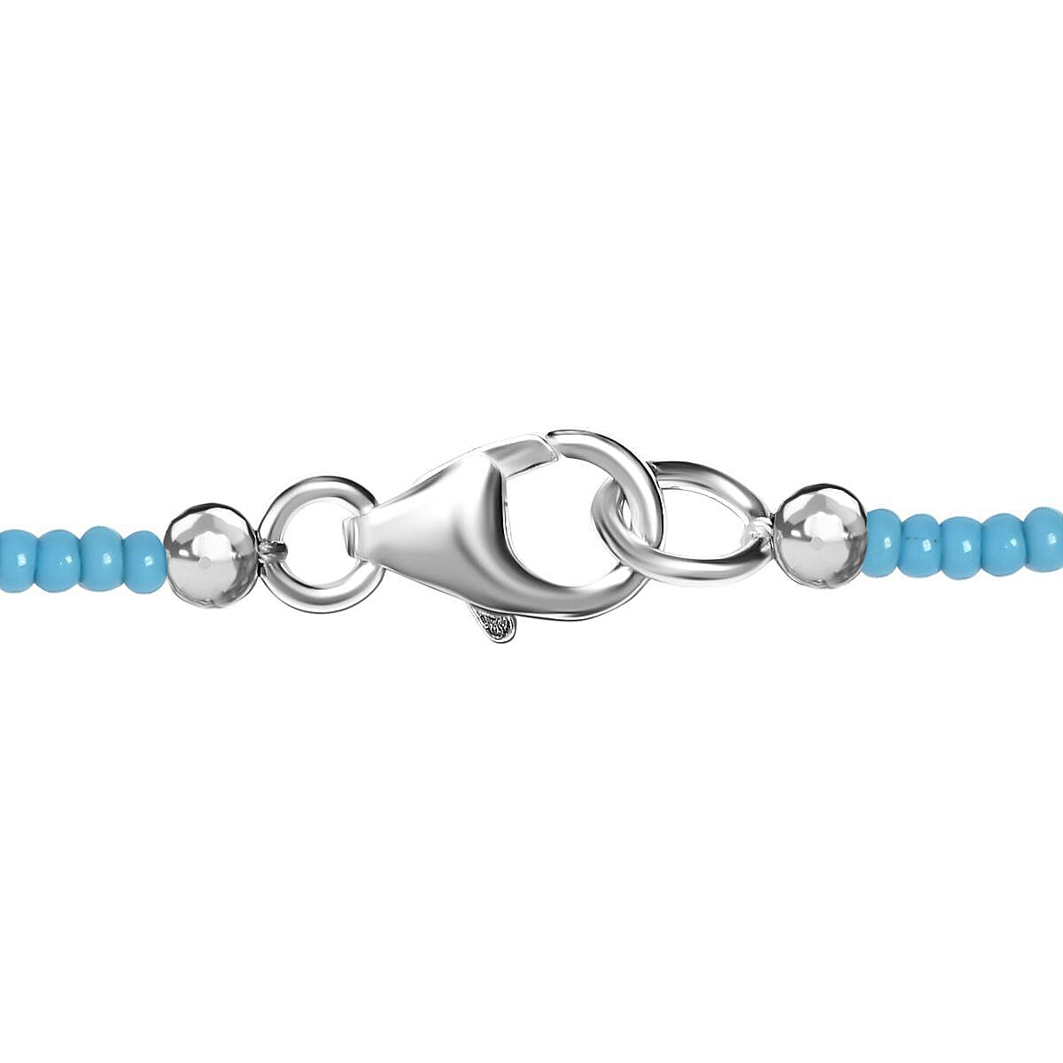 Blue Howlite and Blue Seed Necklace (Size - 20) in Sterling Silver 43.30 Ct.