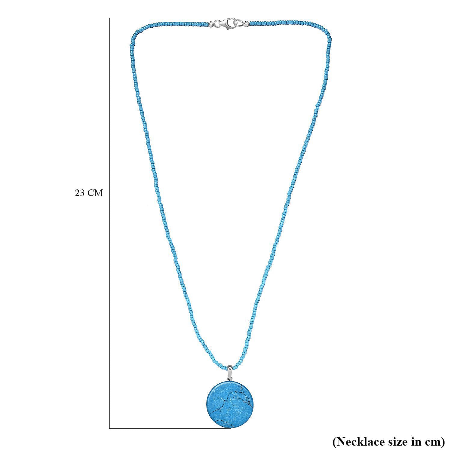 Blue Howlite and Blue Seed Necklace (Size - 20) in Sterling Silver 43.30 Ct.