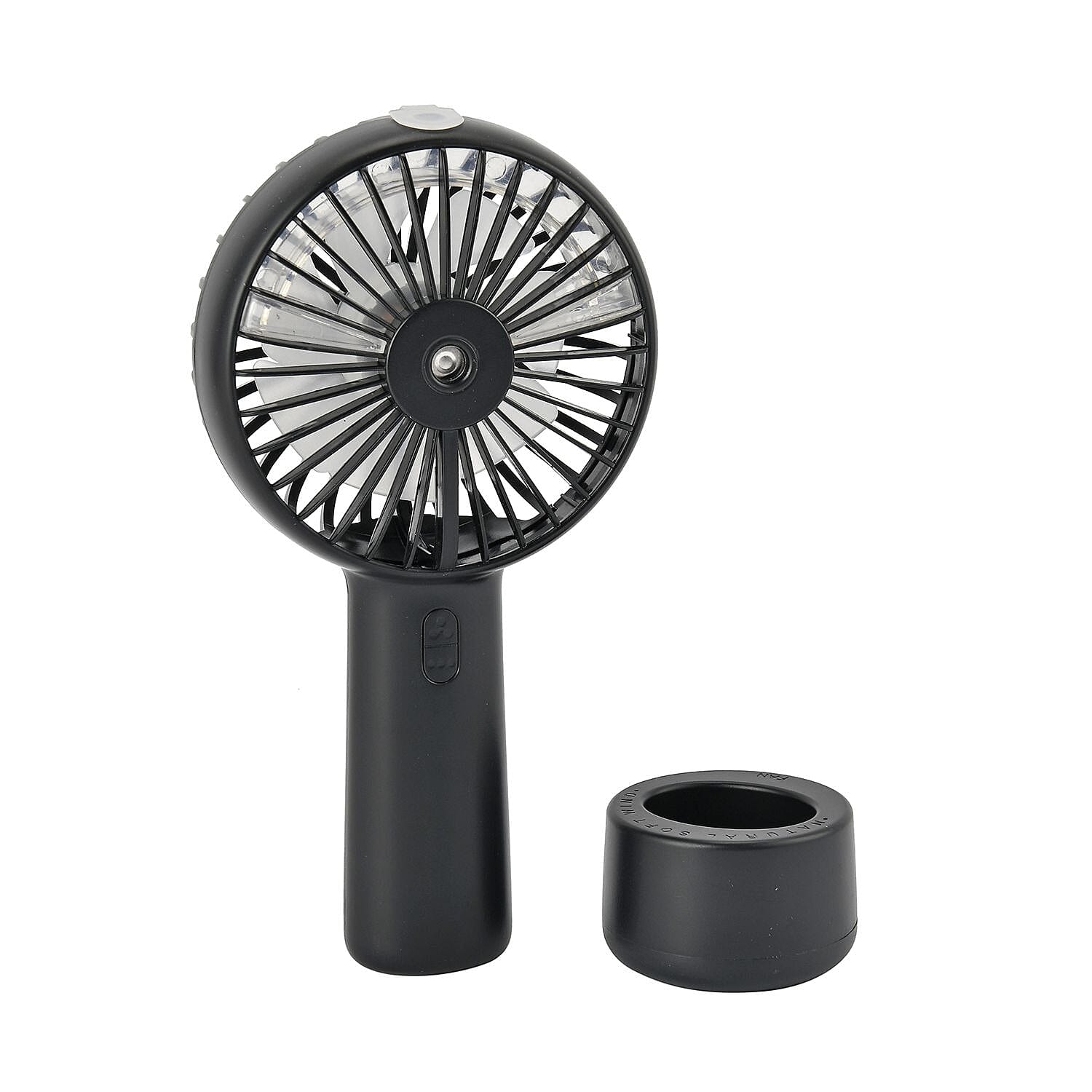 2 in 1 Mist Spray Fan with Detachable Base (Size 20x11x4 cm) - Black (LI-Battery 2000mAh,) USB Charged.