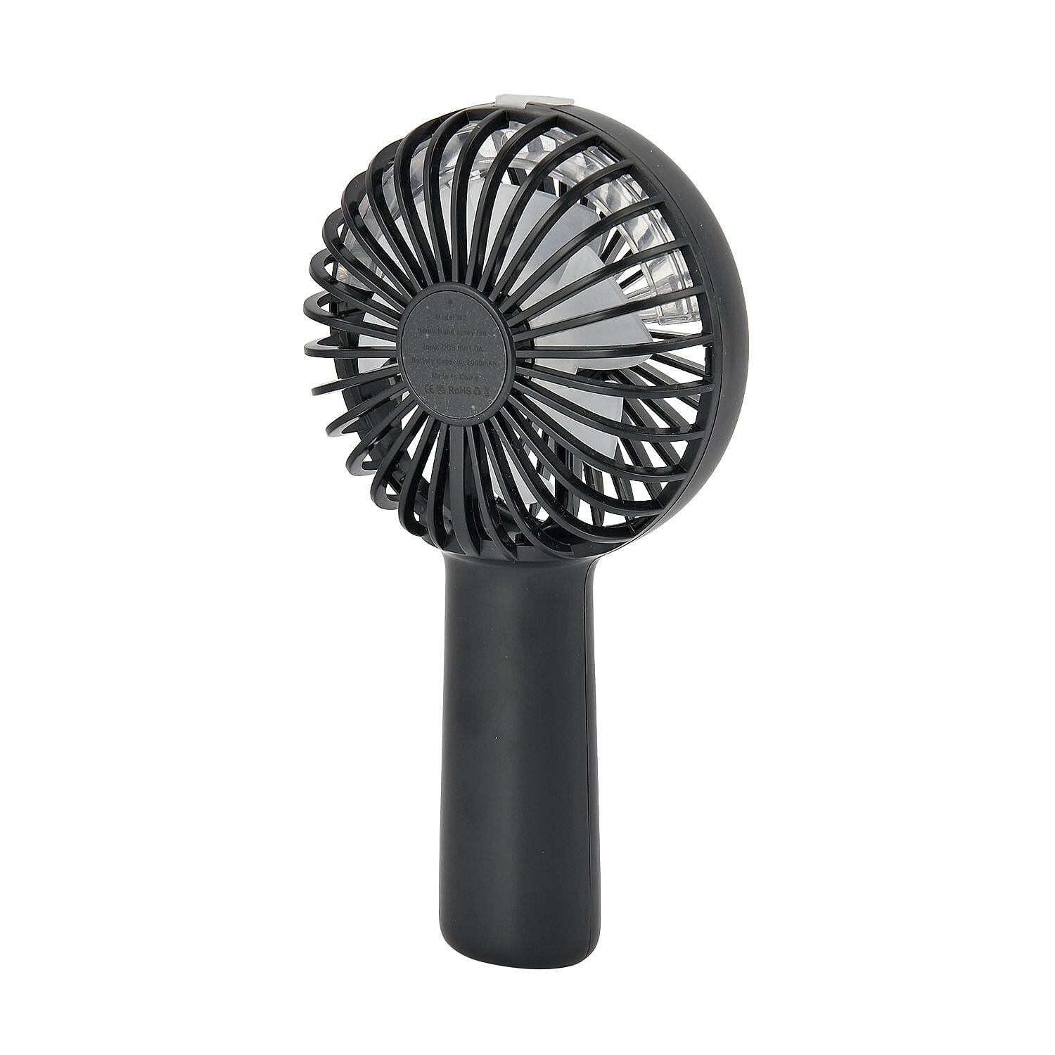 2 in 1 Mist Spray Fan with Detachable Base (Size 20x11x4 cm) - Black (LI-Battery 2000mAh,) USB Charged.