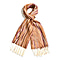 La Marey 100% Merino Wool Stripes Pattern Scarf - Peach White and Multi