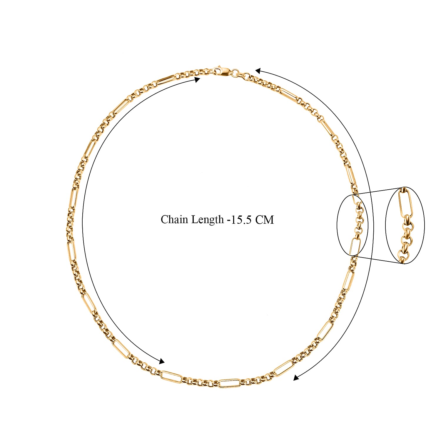 Closeout Deal - 18K Yellow Gold Belcher Figaro Necklace (Size - 18), Gold Wt 6.80 Gms.