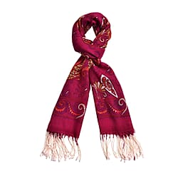 La Marey 100% Merino Wool Irregular Pattern Scarf - Red and Black