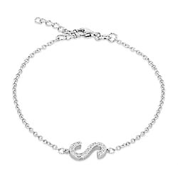 Cubic Zirconia  Bracelet (Size - 7.5) in Rhodium Overlay Sterling Silver 0.09 ct  0.085  Ct.