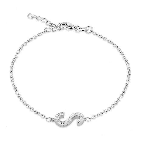Cubic Zirconia  Bracelet (Size - 7.5) in Rhodium Overlay Sterling Silver 0.09 ct  0.085  Ct.