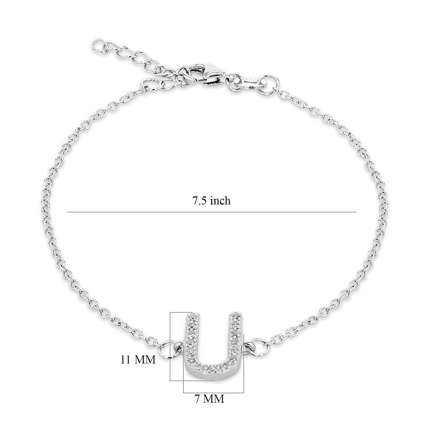 Cubic Zirconia  Bracelet (Size - 7.5)  Sterling Silver 0.07 ct  0.065  Ct.