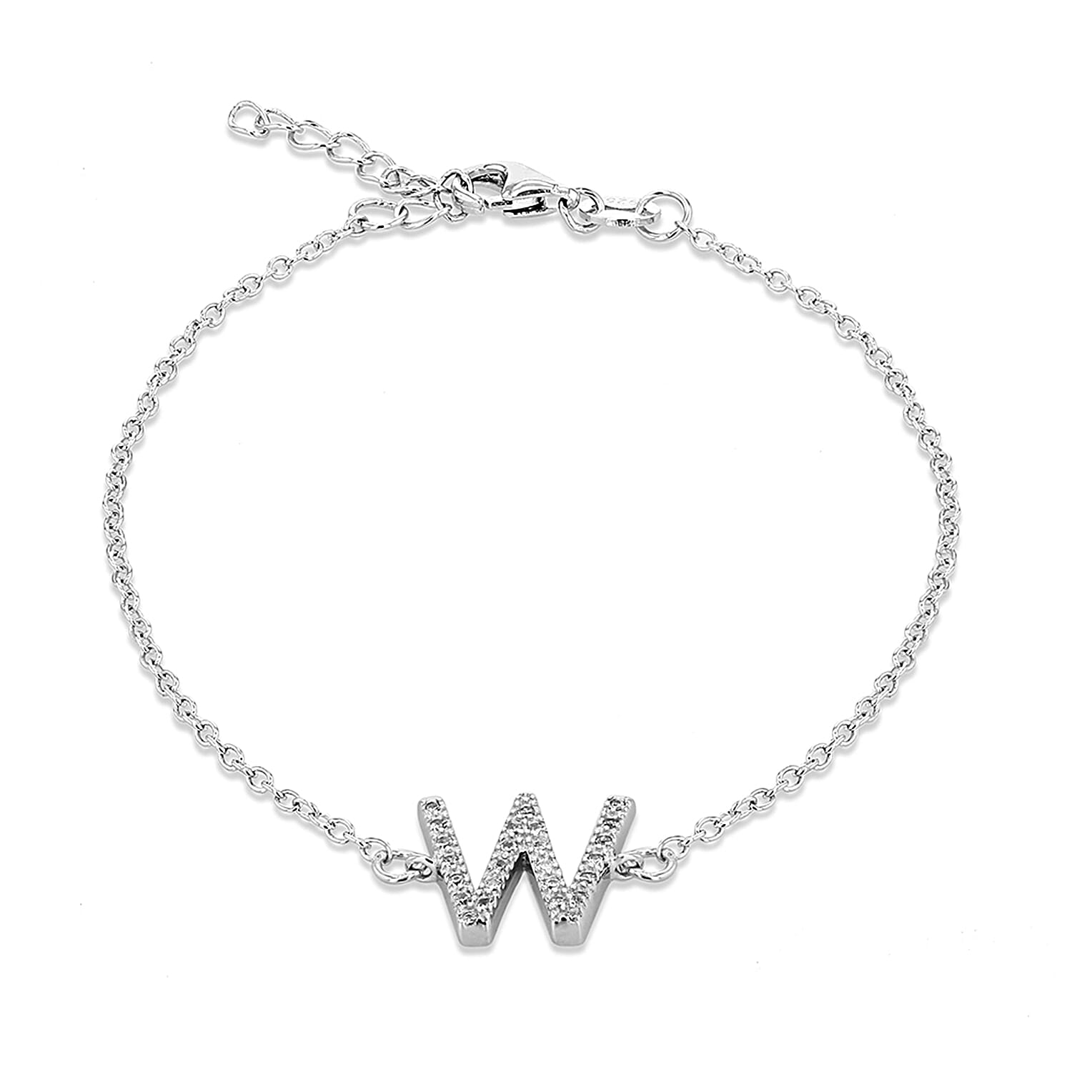 Cubic Zirconia  Bracelet (Size - 7.5) in Rhodium Overlay Sterling Silver 0.11 ct  0.110  Ct.