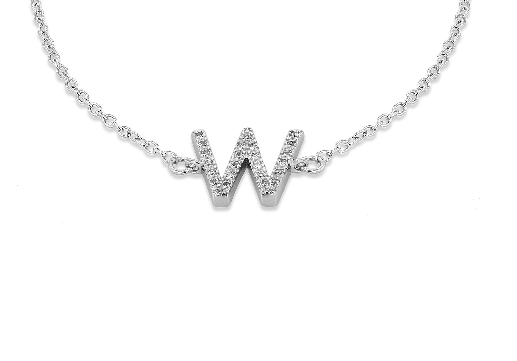 Cubic Zirconia  Bracelet (Size - 7.5) in Rhodium Overlay Sterling Silver 0.11 ct  0.110  Ct.