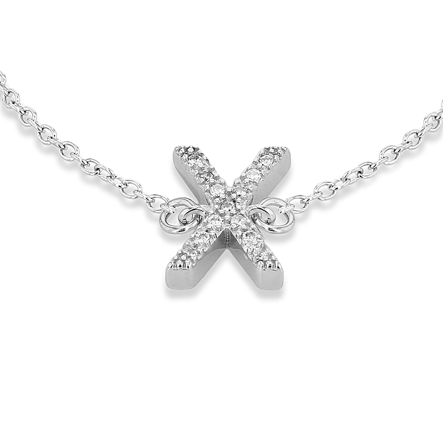 Cubic Zirconia  Bracelet (Size - 7.5) in Rhodium Overlay Sterling Silver 0.07 ct  0.065  Ct.