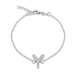 Cubic Zirconia  Bracelet (Size - 7.5) in Rhodium Overlay Sterling Silver 0.05 ct  0.045  Ct.