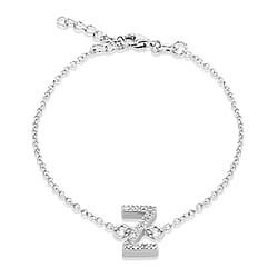 Cubic Zirconia  Bracelet (Size - 7.5) in Rhodium Overlay Sterling Silver 0.07 ct  0.070  Ct.