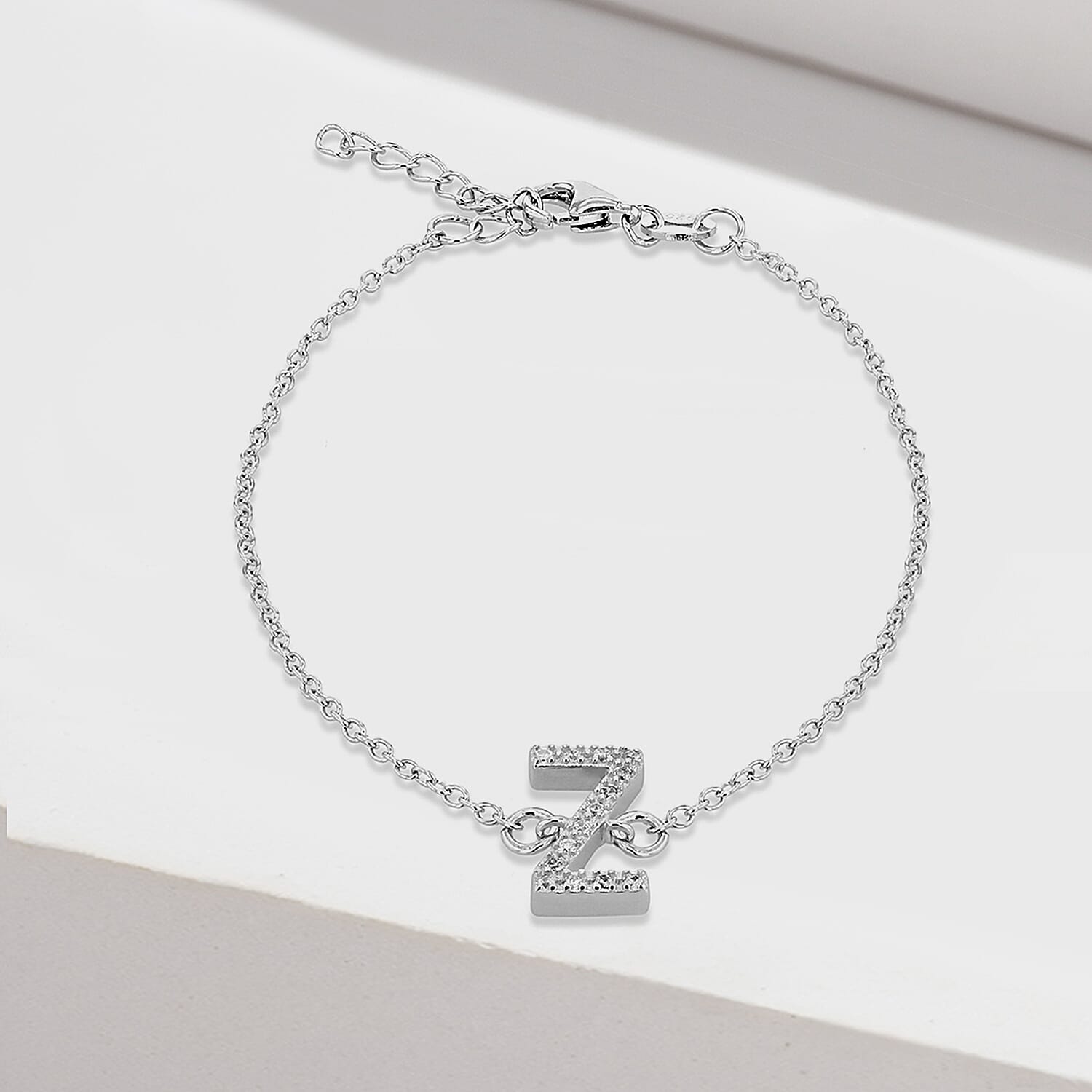 Cubic Zirconia  Bracelet (Size - 7.5) in Rhodium Overlay Sterling Silver 0.07 ct  0.070  Ct.