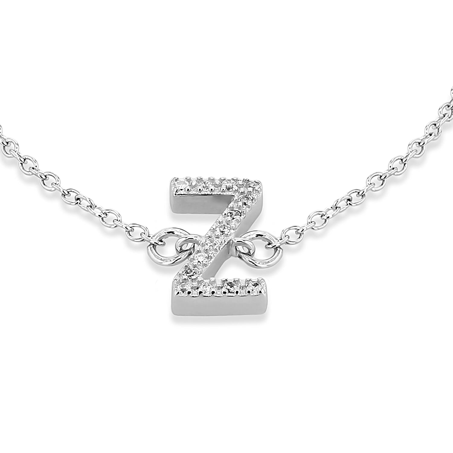 Cubic Zirconia  Bracelet (Size - 7.5) in Rhodium Overlay Sterling Silver 0.07 ct  0.070  Ct.