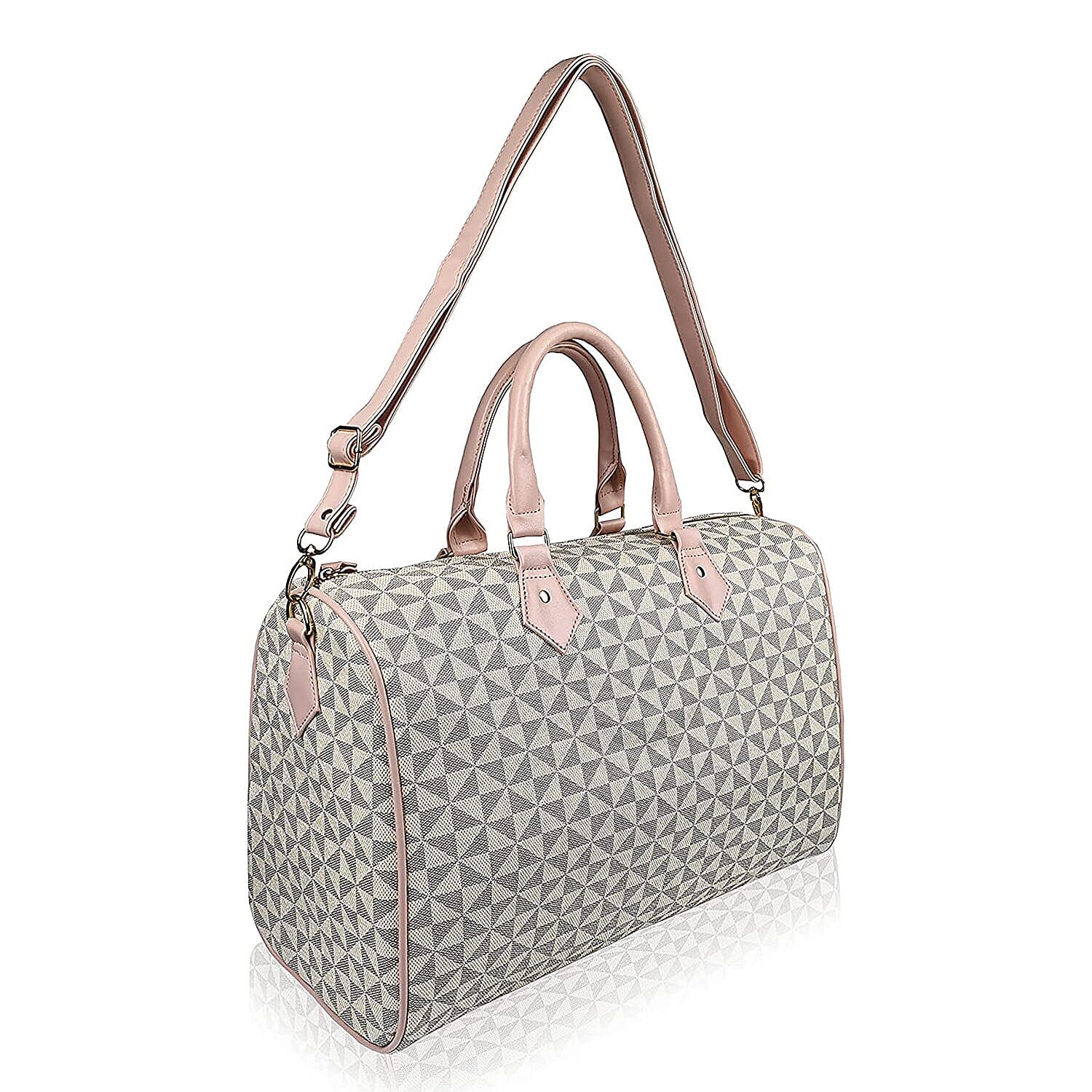 Barrel Shaped Holdall Handbag with Detachable Strap (Size 40x25x20 cm)  - Brown