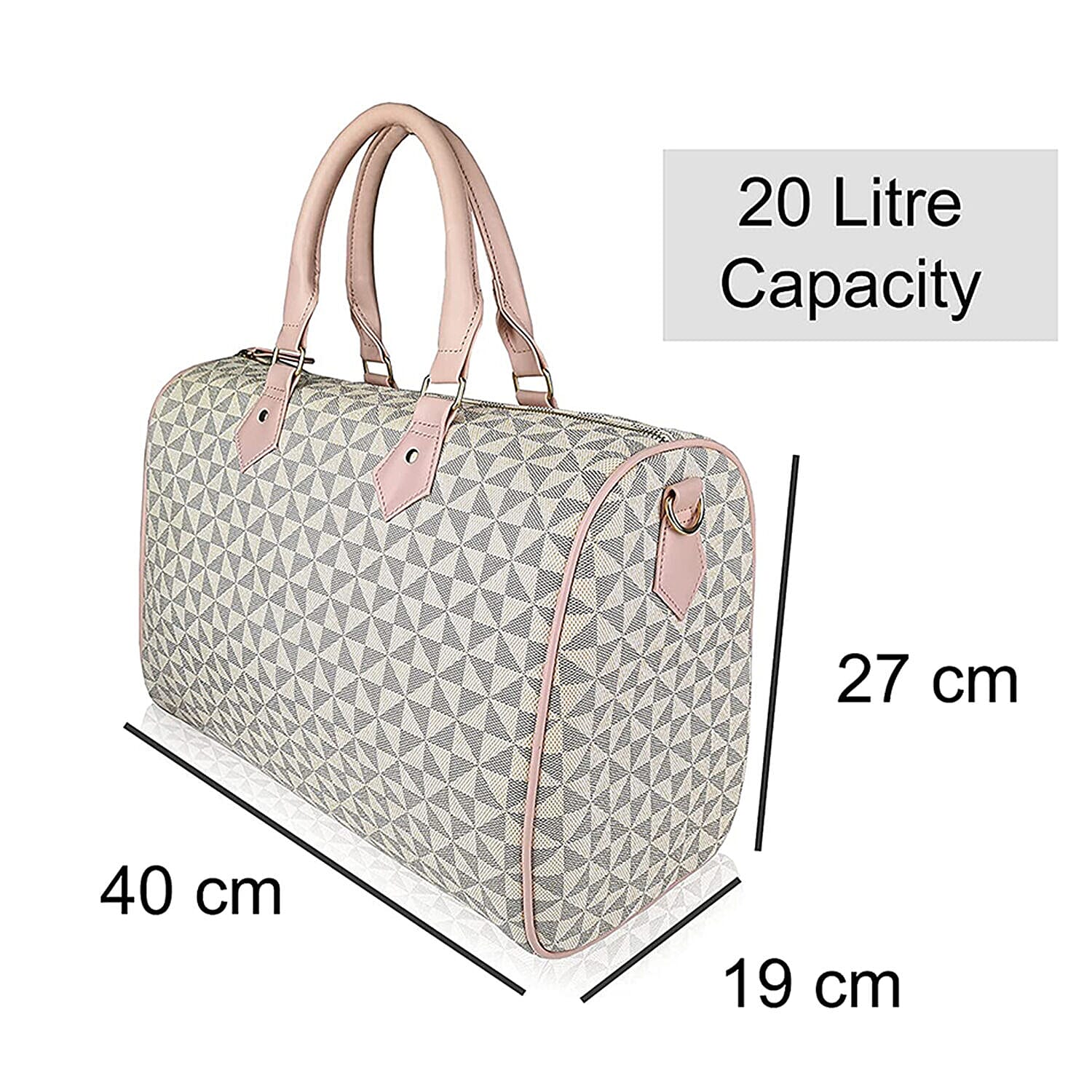 Barrel Shaped Holdall Handbag with Detachable Strap (Size 40x25x20 cm)  - Brown