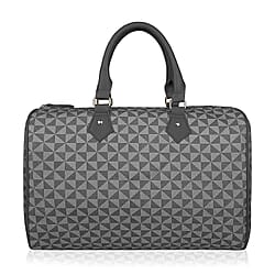 Barrel Shaped Holdall Handbag with Detachable Strap (Size 40x25x20 cm)  - Brown