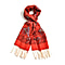 La Marey 100% Merino Wool Irregular Patterned Scarf - Red and Multi