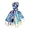 La Marey Merino Wool Patterned Scarf (Size 65x175 cm) - Blue & Red