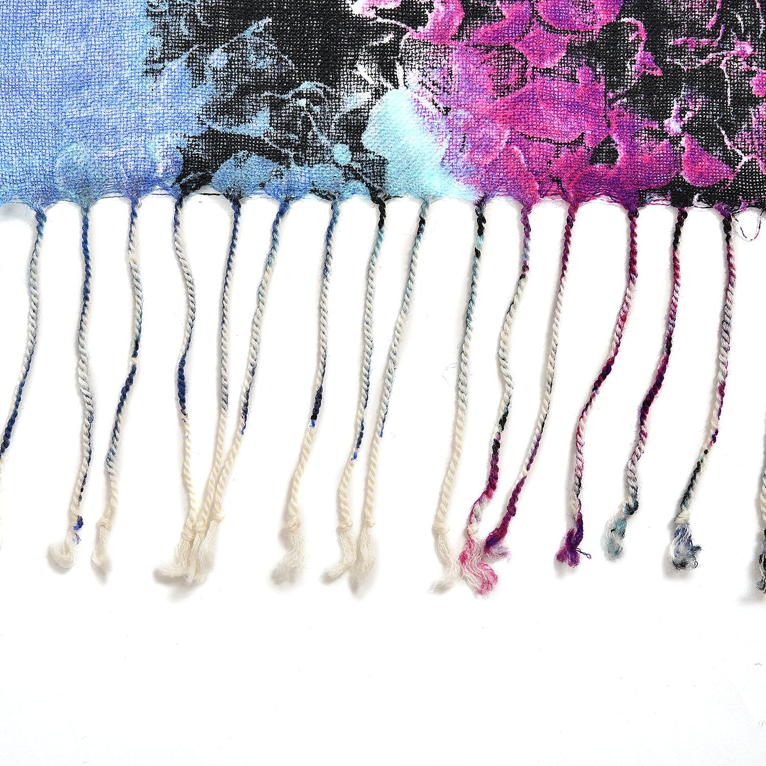 La Marey Merino Wool Floral Scarf (Size 65x9 cm) - Plum - Plum