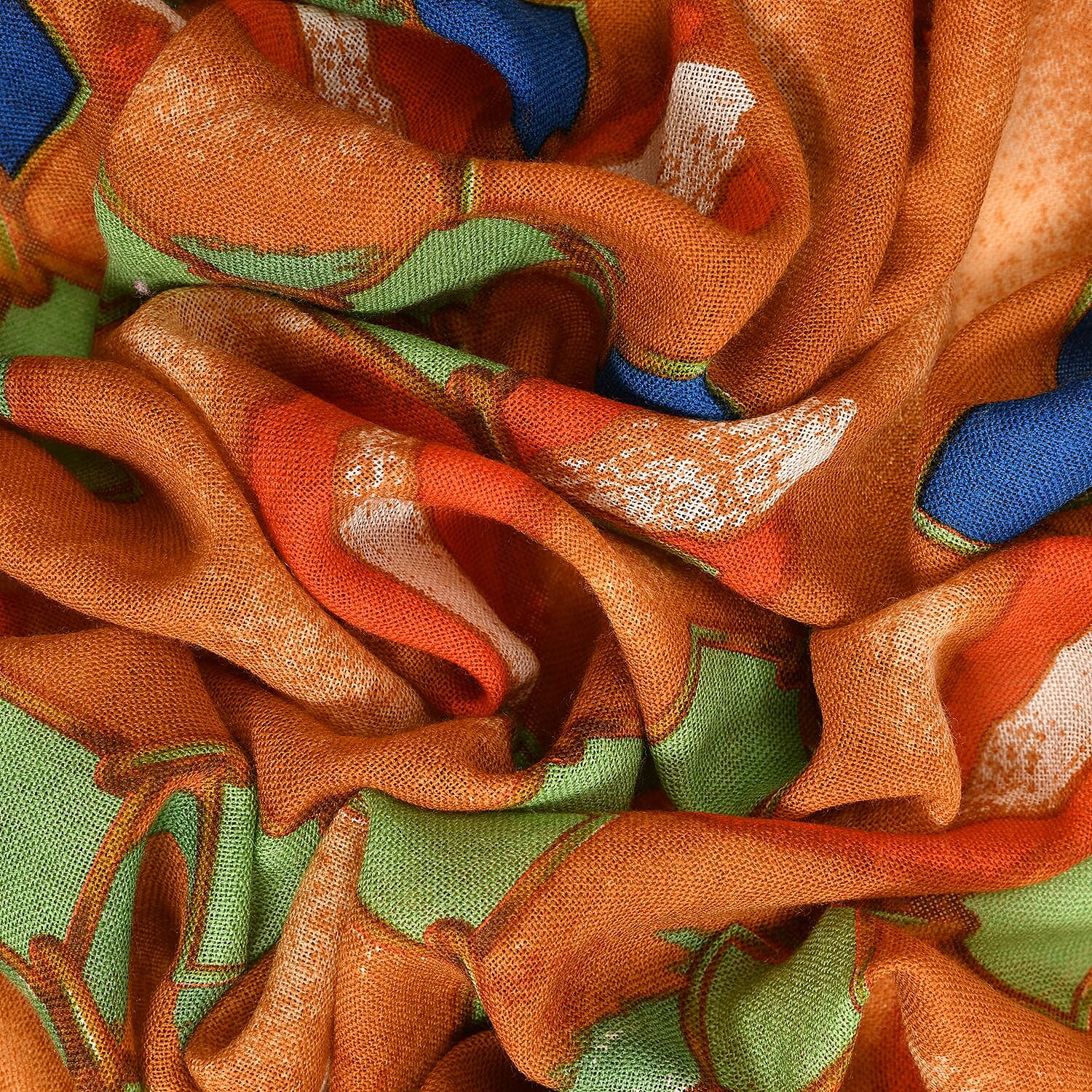 La Marey Merino Wool Square Scarf (Size 65x175 cm) - Green & Green