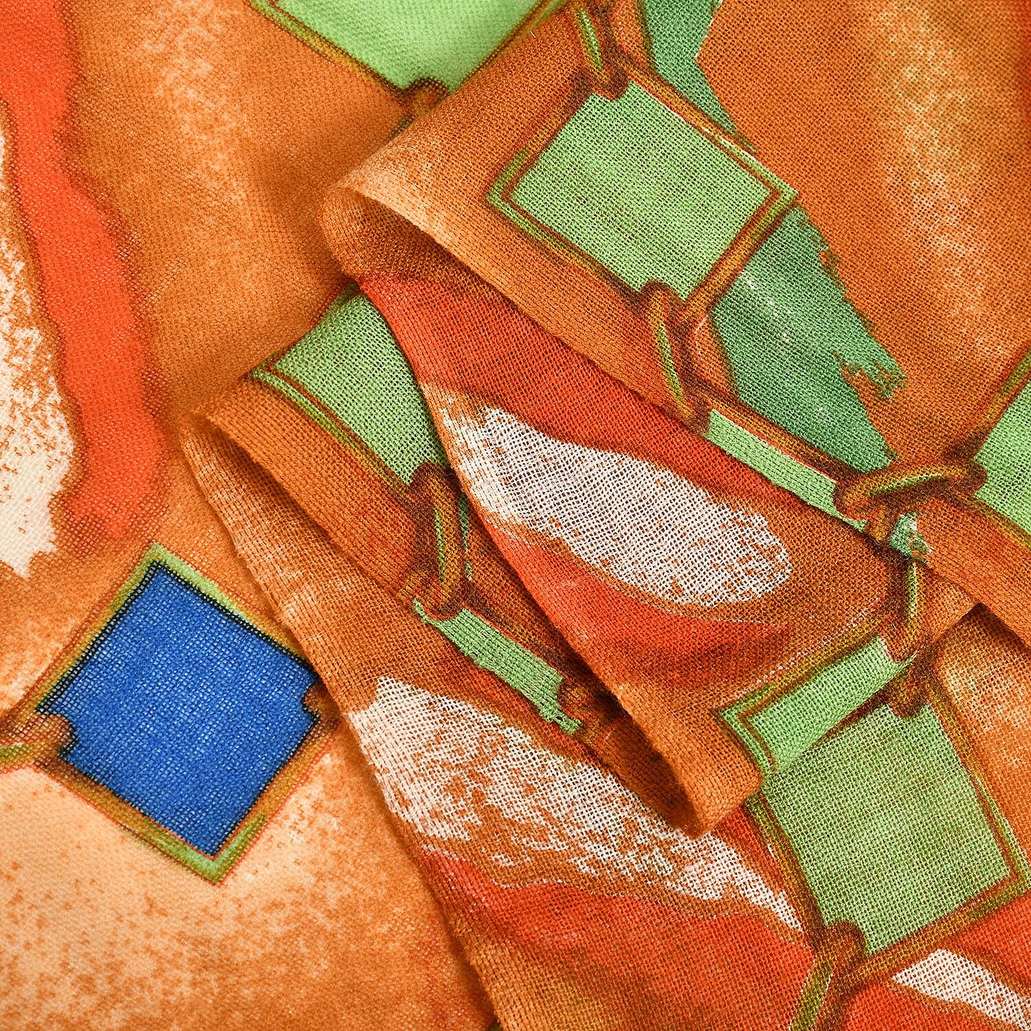 La Marey Merino Wool Square Scarf (Size 65x175 cm) - Green & Green