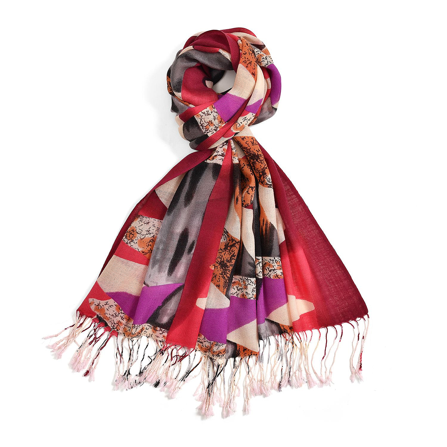La Marey Merino Wool Dotted Scarf (Size 65x9 cm) - Pink & Pink